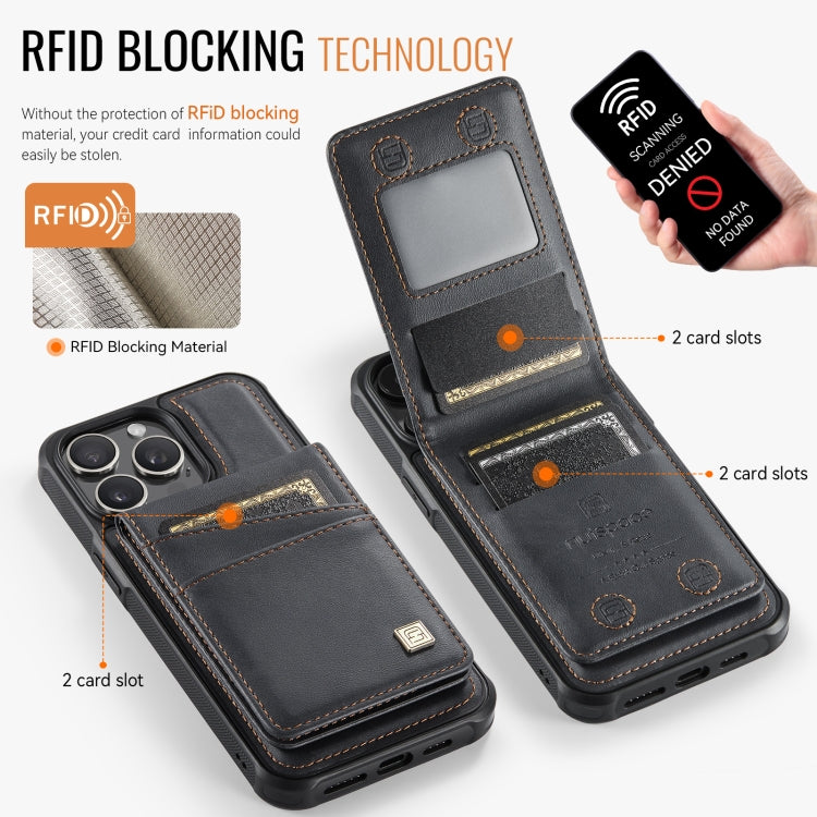 For iPhone 12 Pro Max AutSpace A12 MagSafe Magnetic RFID Card Bag Phone Case(Black)