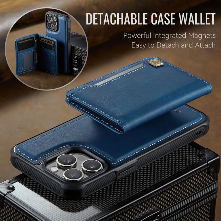 For iPhone 14 Pro Max AutSpace A13 MagSafe Magnetic RFID Flip Card Bag Phone Case(Blue)