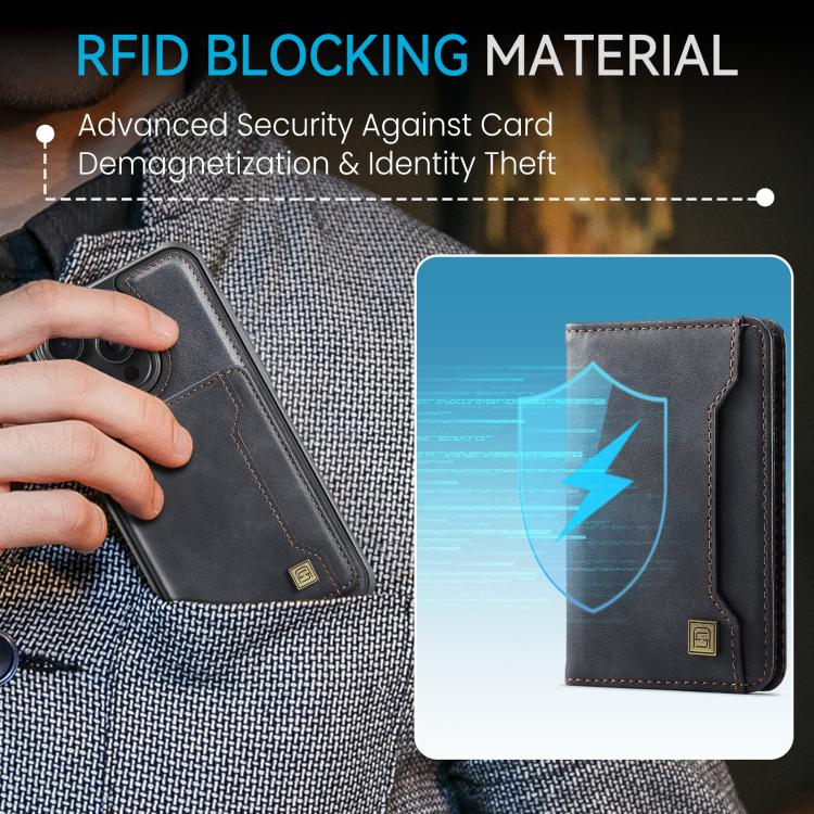 For iPhone 13 Pro Max AutSpace A13 MagSafe Magnetic RFID Flip Card Bag Phone Case(Black)
