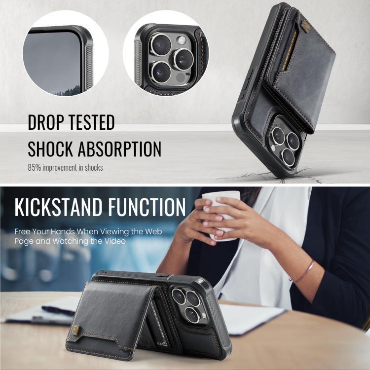 For iPhone 13 Pro Max AutSpace A13 MagSafe Magnetic RFID Flip Card Bag Phone Case(Black)