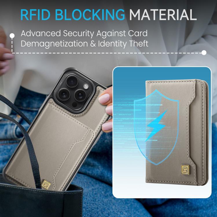 For iPhone 13 Pro Max AutSpace A13 MagSafe Magnetic RFID Flip Card Bag Phone Case(Grey)