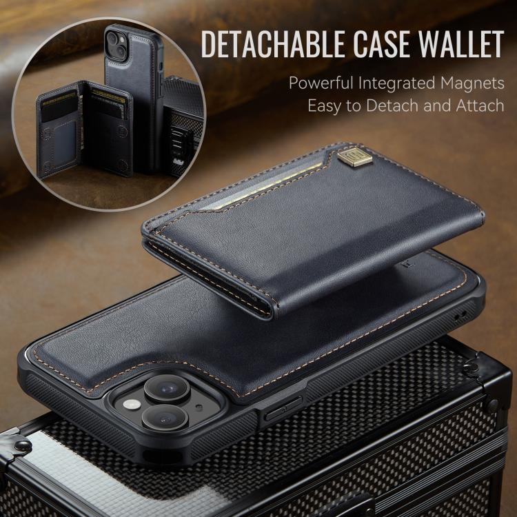 For iPhone 13 AutSpace A13 MagSafe Magnetic RFID Flip Card Bag Phone Case(Black)