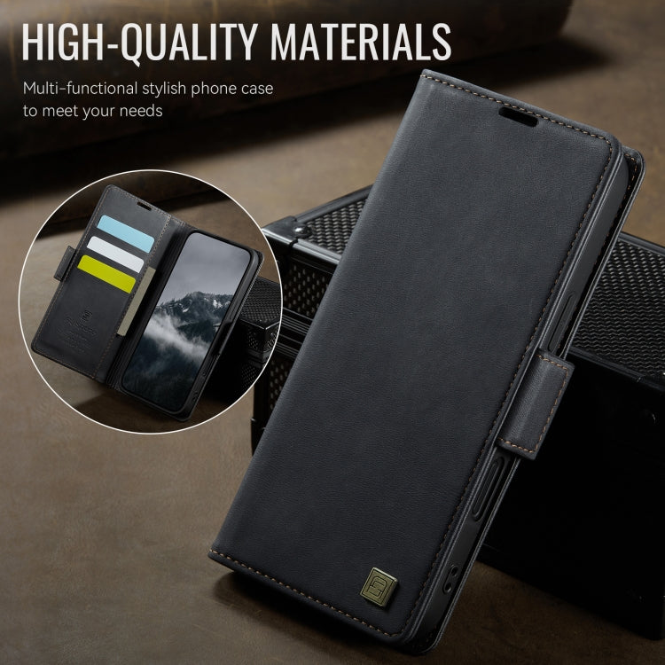 For iPhone 16 Pro Max AutSpace A11 Side Buckle MagSafe Magnetic RFID Phone Leather Case(Black)