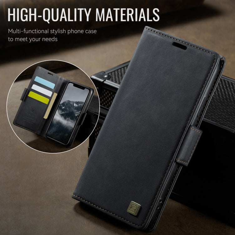 For iPhone 11 Pro Max AutSpace A11 Side Buckle MagSafe Magnetic RFID Phone Leather Case(Black)