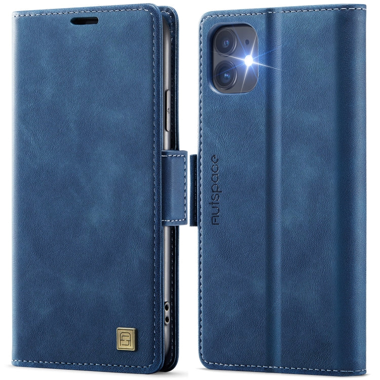 For iPhone 11 AutSpace A11 Side Buckle MagSafe Magnetic RFID Phone Leather Case(Blue)