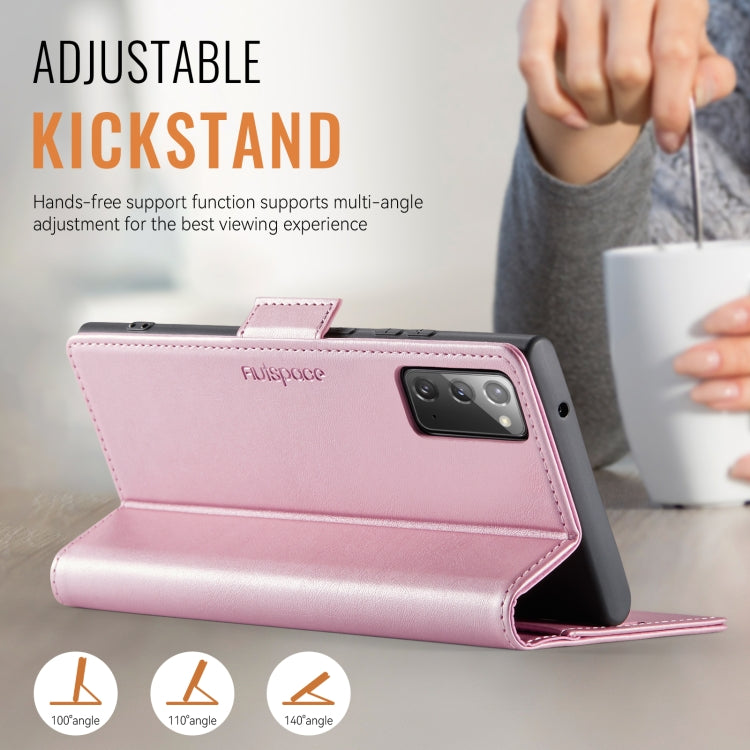 For Samsung Galaxy Note20 AutSpace A11 Side Buckle MagSafe Magnetic RFID Phone Leather Case(Rose Gold)
