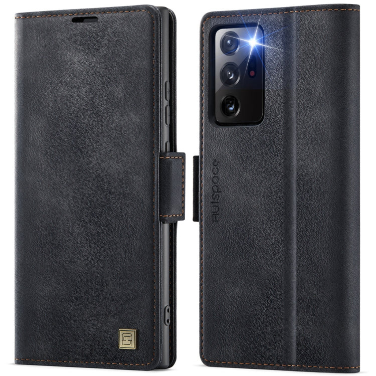 For Samsung Galaxy Note20 Ultra AutSpace A11 Side Buckle MagSafe Magnetic RFID Phone Leather Case(Black)
