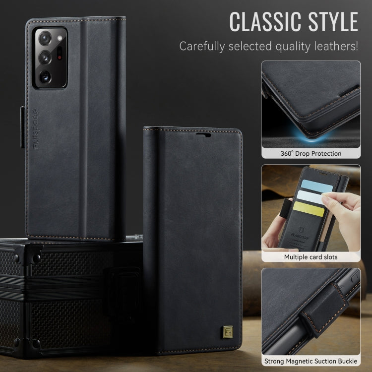 For Samsung Galaxy Note20 Ultra AutSpace A11 Side Buckle MagSafe Magnetic RFID Phone Leather Case(Black)