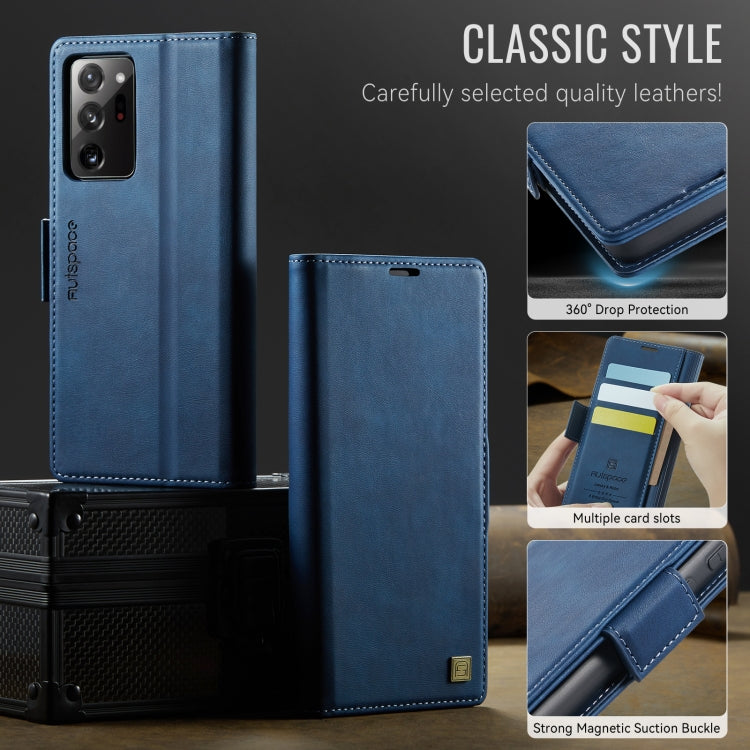 For Samsung Galaxy Note20 Ultra AutSpace A11 Side Buckle MagSafe Magnetic RFID Phone Leather Case(Blue)