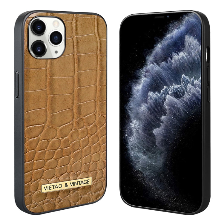 For iPhone 11 VIETAO Alligator Texture PU Phone Case(Brown)