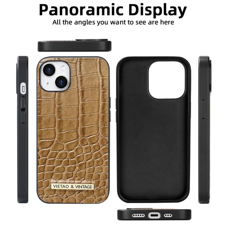 For iPhone 12 / 12 Pro VIETAO Alligator Texture PU Phone Case(Brown)