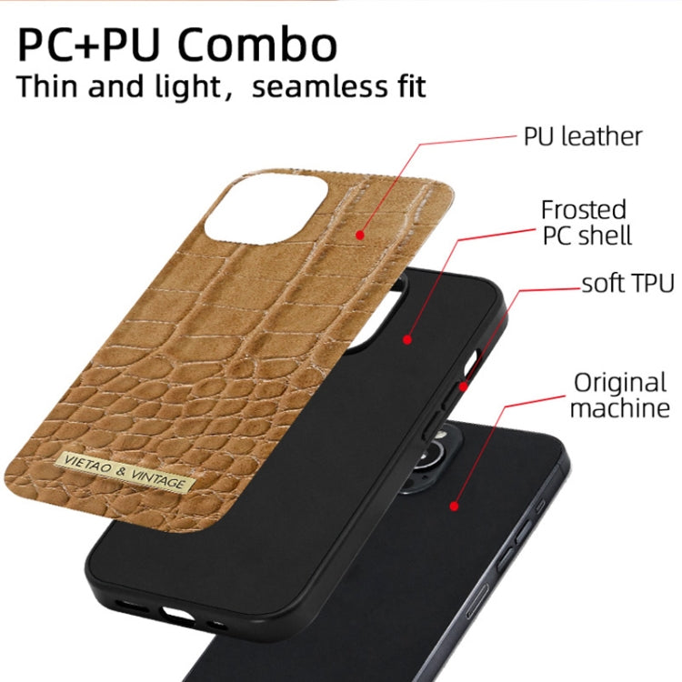 For iPhone 12 Pro Max VIETAO Alligator Texture PU Phone Case(Black)