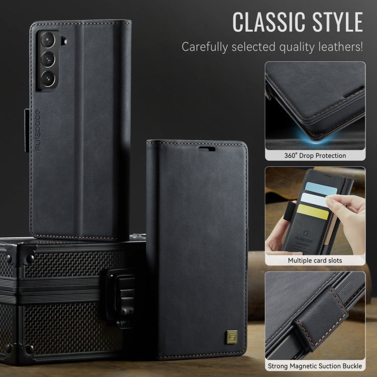 For Samsung Galaxy S22+ 5G AutSpace A11 Side Buckle MagSafe Magnetic RFID Phone Leather Case(Black)