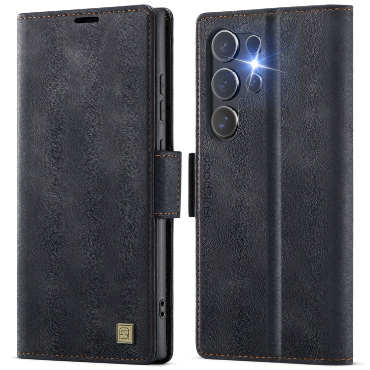 For Samsung Galaxy S23 Ultra 5G AutSpace A11 Side Buckle MagSafe Magnetic RFID Phone Leather Case(Black)