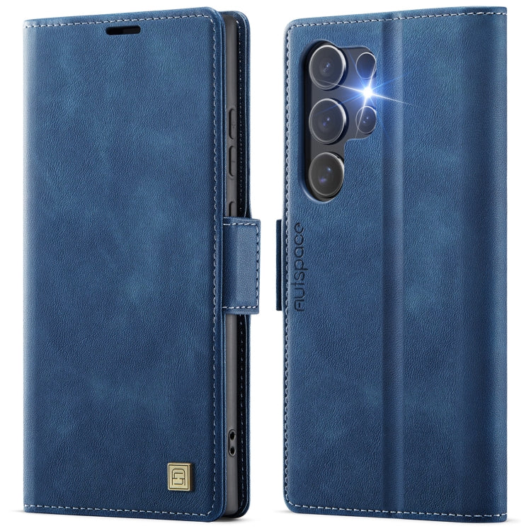 For Samsung Galaxy S23 Ultra 5G AutSpace A11 Side Buckle MagSafe Magnetic RFID Phone Leather Case(Blue)