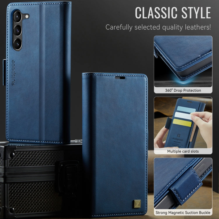 For Samsung Galaxy S23+ 5G AutSpace A11 Side Buckle MagSafe Magnetic RFID Phone Leather Case(Blue)