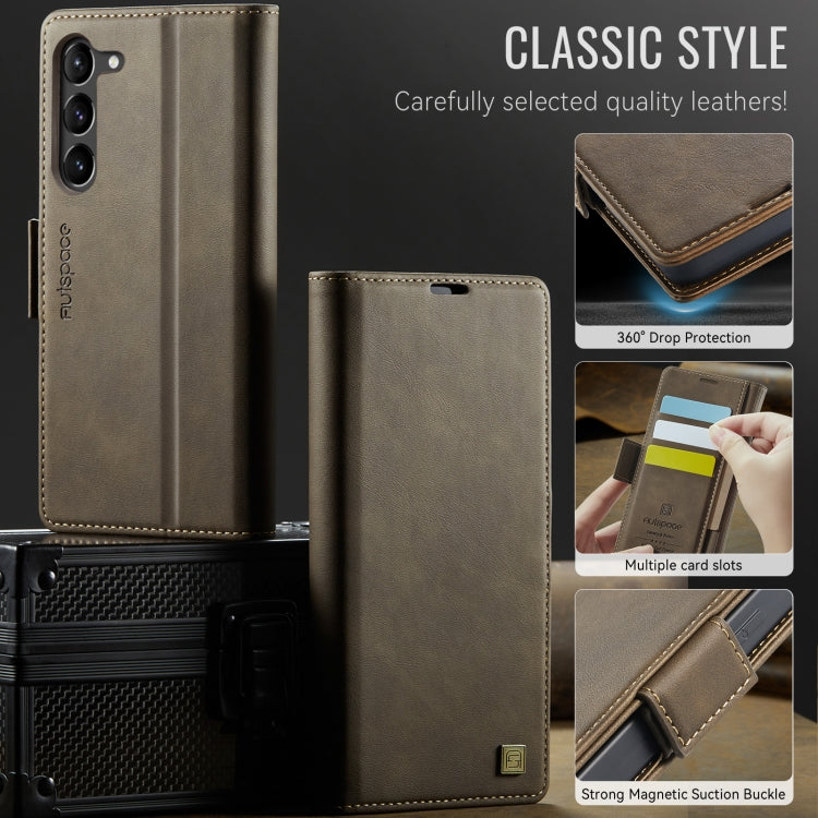 For Samsung Galaxy S23+ 5G AutSpace A11 Side Buckle MagSafe Magnetic RFID Phone Leather Case(Coffee)