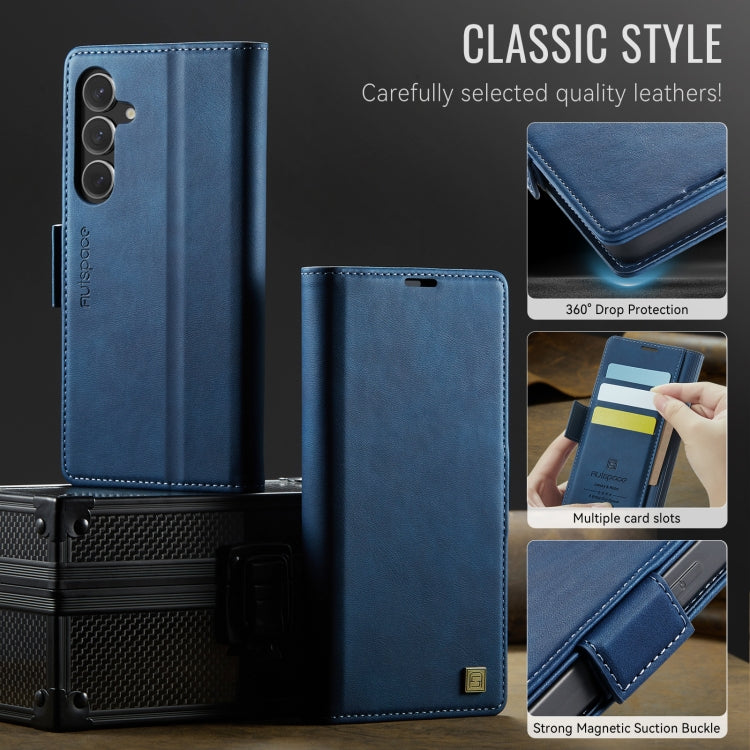 For Samsung Galaxy S24+ 5G AutSpace A11 Side Buckle MagSafe Magnetic RFID Phone Leather Case(Blue)
