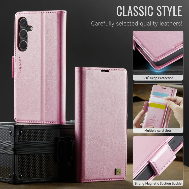 For Samsung Galaxy S24+ 5G AutSpace A11 Side Buckle MagSafe Magnetic RFID Phone Leather Case(Rose Gold)