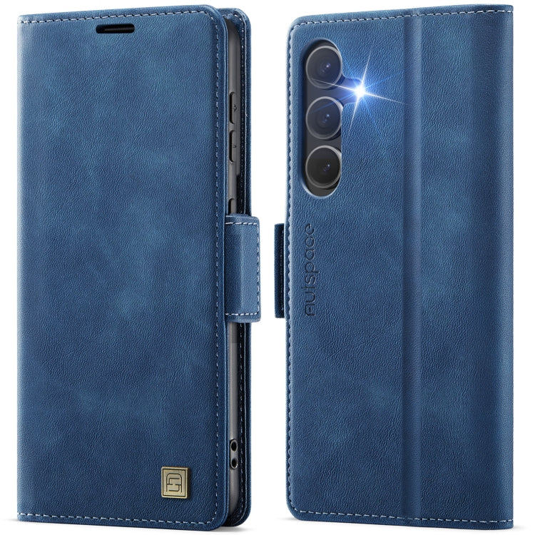 For Samsung Galaxy S23 FE 5G AutSpace A11 Side Buckle MagSafe Magnetic RFID Phone Leather Case(Blue)