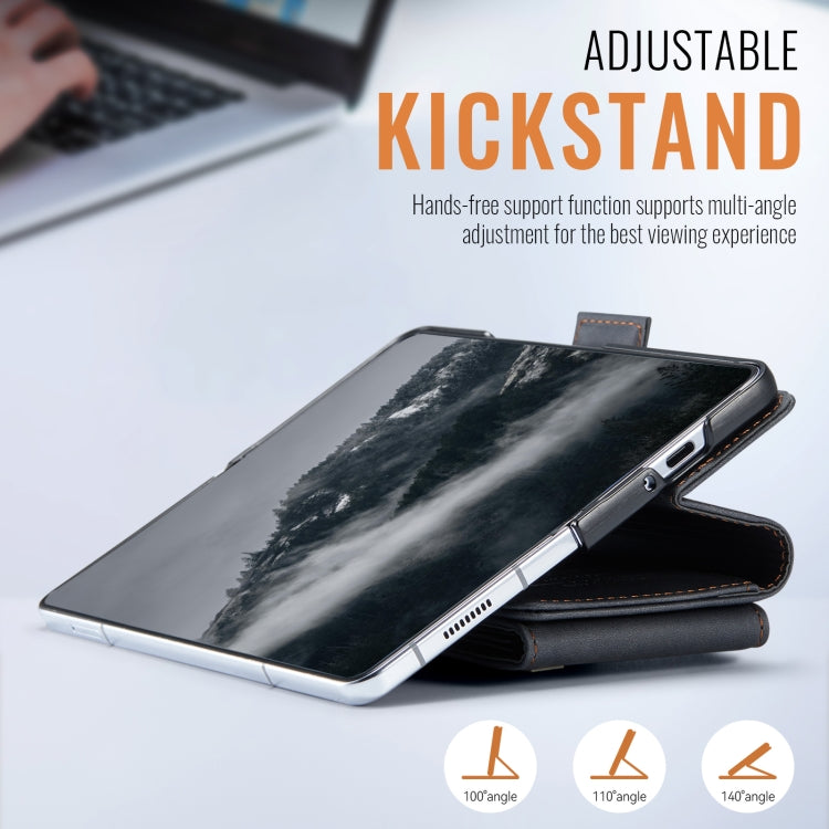 For Samsung Galaxy Z Fold6 5G AutSpace A23 Organ Card Bag Magnetic RFID PU Phone Case(Black)