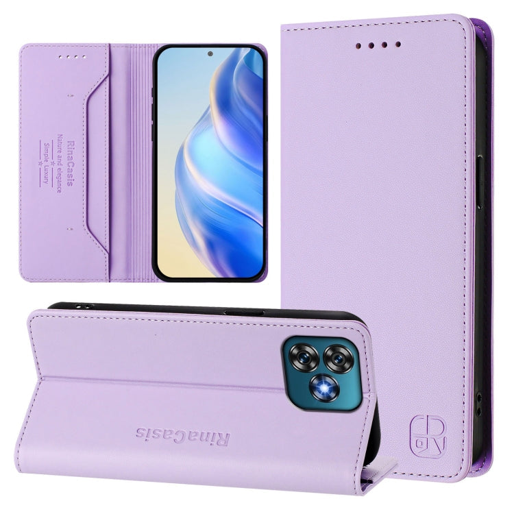RC01 Dual-Folded Magnetic Suction RFID Leather Phone Case, For Oukitel C59 / C59 Pro, For Oukitel C57 / C57S / C57 Pro, For Oukitel C53