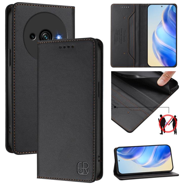 RC01 Dual-Folded Magnetic Suction RFID Leather Phone Case, For Oukitel C59 / C59 Pro, For Oukitel C57 / C57S / C57 Pro, For Oukitel C53