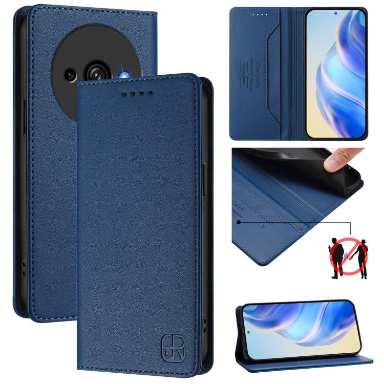 RC01 Dual-Folded Magnetic Suction RFID Leather Phone Case, For Oukitel C59 / C59 Pro, For Oukitel C57 / C57S / C57 Pro, For Oukitel C53
