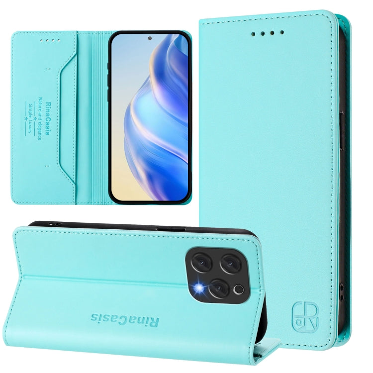 RC01 Dual-Folded Magnetic Suction RFID Leather Phone Case, For Doofee N55 Plus