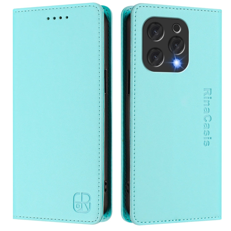RC01 Dual-Folded Magnetic Suction RFID Leather Phone Case, For Doofee N55 Plus