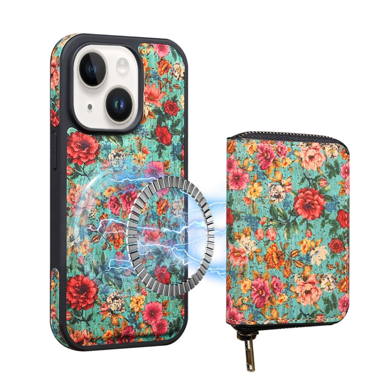 For iPhone 14 Plus Denior D23 MagSafe Detachable Zipper Wallet Holder Phone Case(Blue)