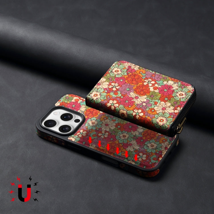 For iPhone 14 Denior D23 MagSafe Detachable Zipper Wallet Holder Phone Case(Red)