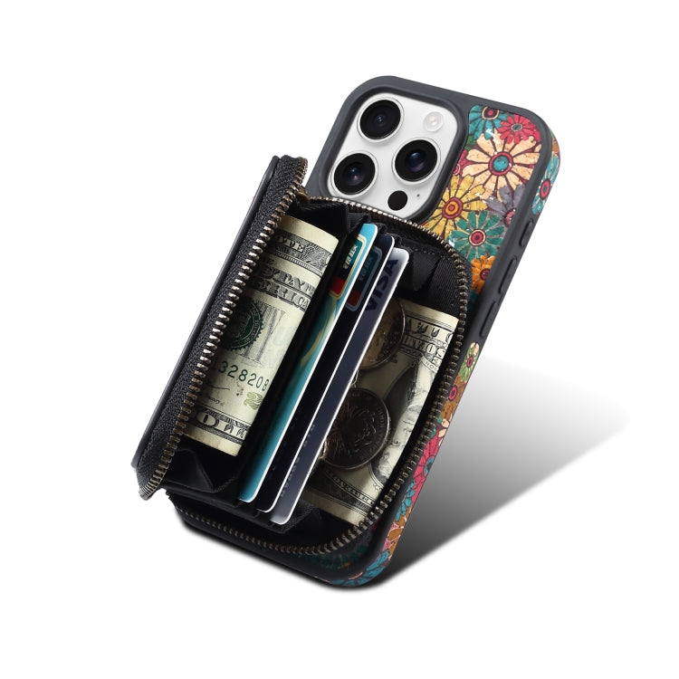 For iPhone 13 Pro Max Denior D23 MagSafe Detachable Zipper Wallet Holder Phone Case(Green)