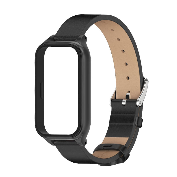 For Xiaomi Smart Band 9 Active / Redmi Band 3 Mijobs Metal Shell Microfiber PU Leather Watch Band(Black)