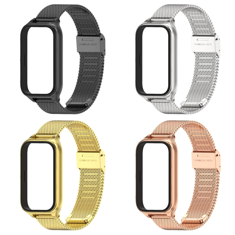 For Xiaomi Smart Band 9 Active / Redmi Band 3 Mijobs Metal Shell Milan Buckle Watch Band(Rose Gold)