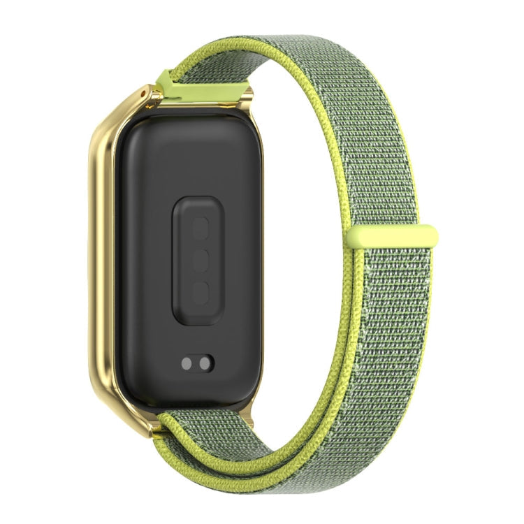 For Xiaomi Smart Band 9 Active / Redmi Band 3 Mijobs Metal Shell Nylon Loop Watch Band(Bright Yellow Gold)