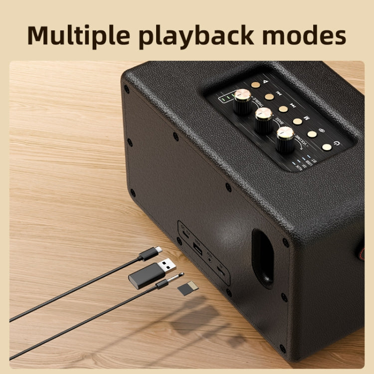 Zealot MT01M Retro Card Portable Wireless Bluetooth Speaker with Microphone(Black)