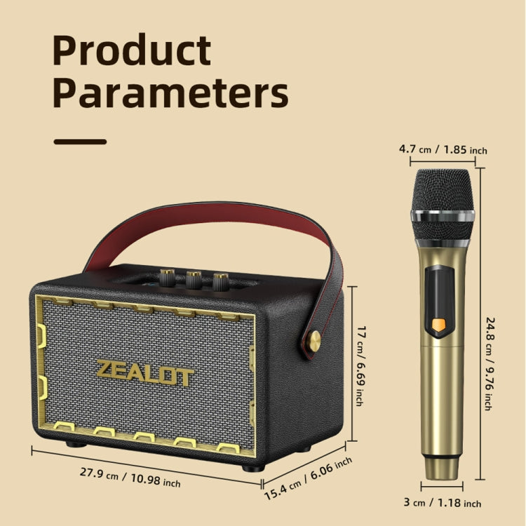 Zealot MT01M Retro Card Portable Wireless Bluetooth Speaker with Microphone(Black)