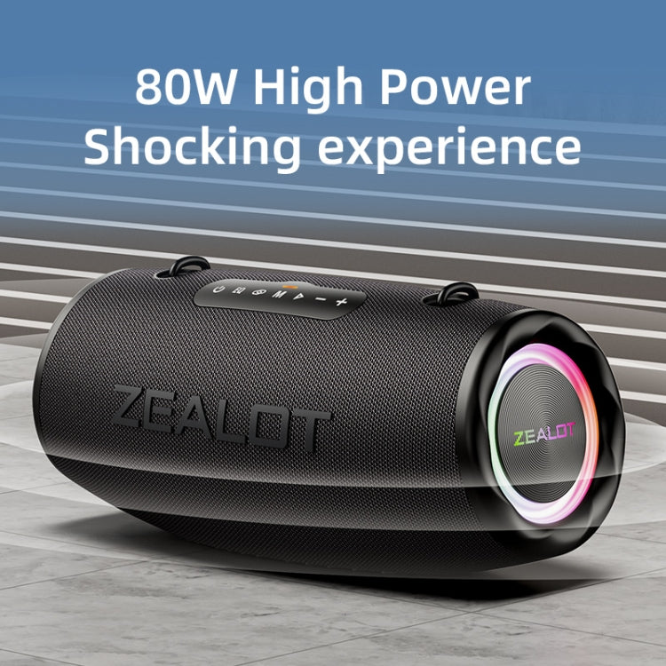Zealot S87M 80W Portable Outdoor RGB Bluetooth Speaker with Microphone(Black)