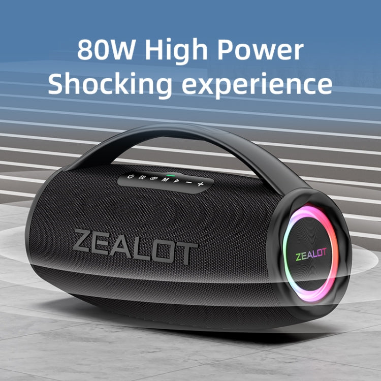 Zealot S97M 80W Outdoor Portable RGB Bluetooth Speaker with Dual Microphones(Black)
