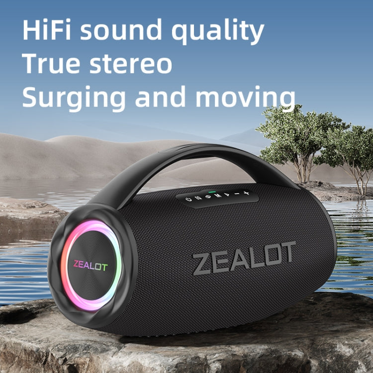 Zealot S97M 80W Outdoor Portable RGB Bluetooth Speaker with Dual Microphones(Black)