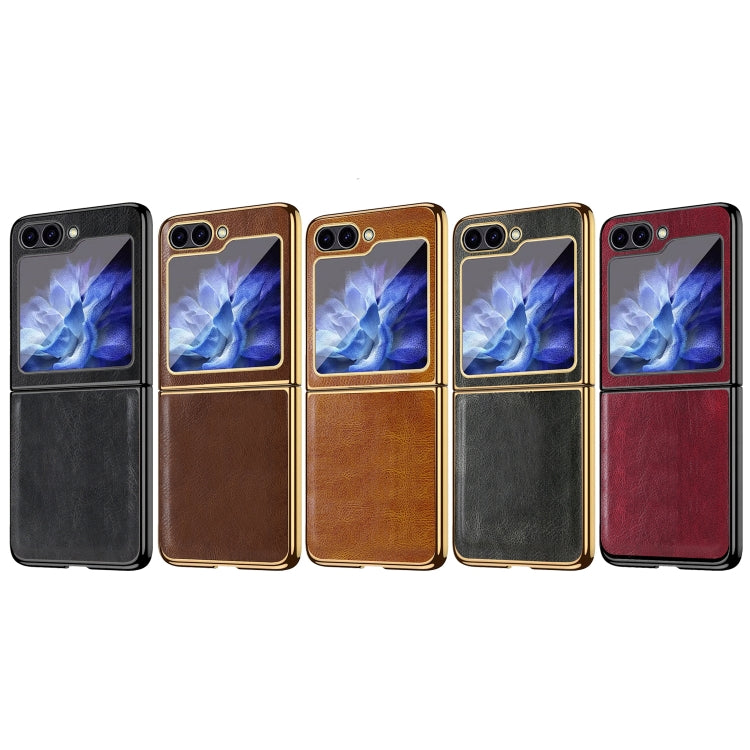 For Samsung Galaxy Z Flip5 VIETAO Crazy Horse Texture PU Phone Case(Brown)