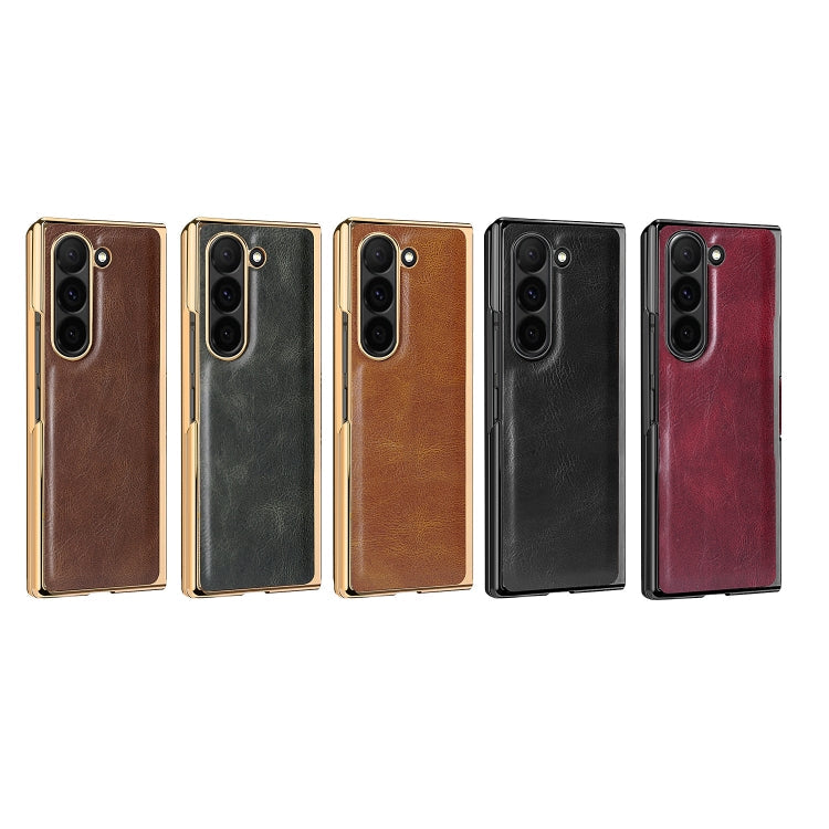 For Samsung Galaxy Z Fold5 VIETAO Crazy Horse Texture PU Phone Case(Red)