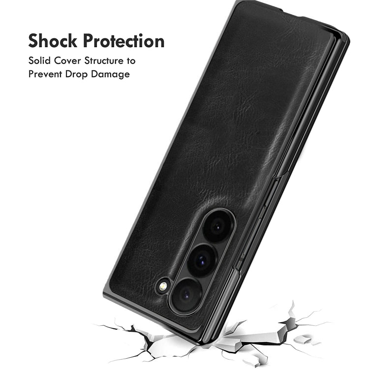 For Samsung Galaxy Z Fold5 VIETAO Crazy Horse Texture PU Phone Case(Coffee)