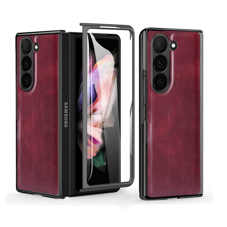 For Samsung Galaxy Z Fold6 VIETAO Crazy Horse Texture PU Phone Case(Red)