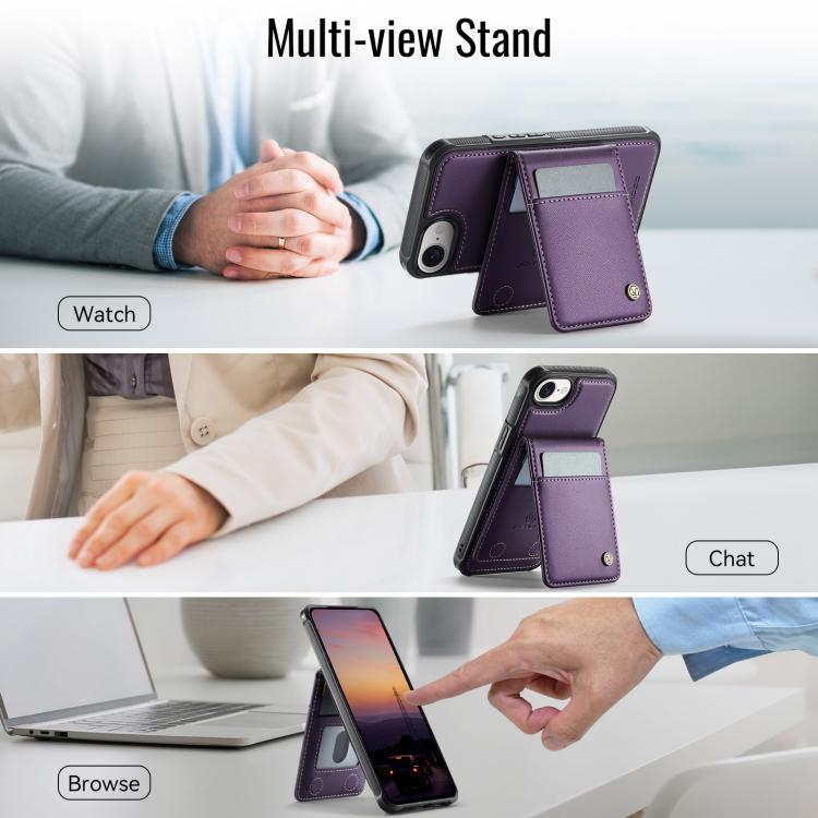 For iPhone 17e / 16e JEEHOOD J06 British Style RFID MagSafe Card Bag PU Phone Case(Brown)
