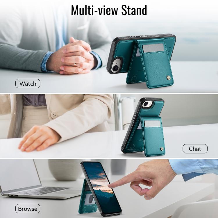 For iPhone 17e / 16e JEEHOOD J06 British Style RFID MagSafe Card Bag PU Phone Case(Green)