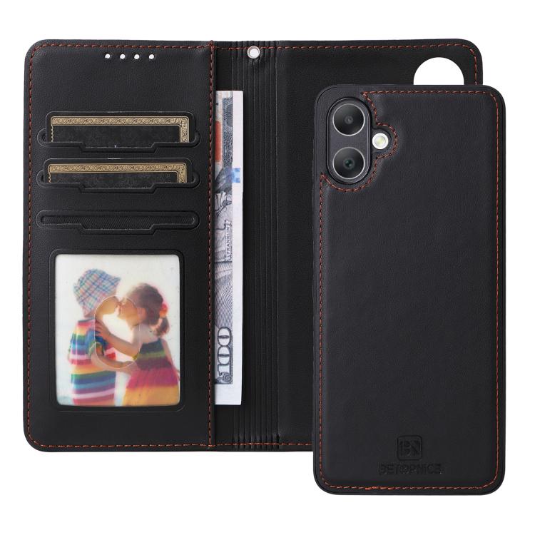 For Samsung Galaxy A06 4G BETOPNICE BN-005 2 in 1 Detachable Imitate Genuine Leather Phone Case(Black)