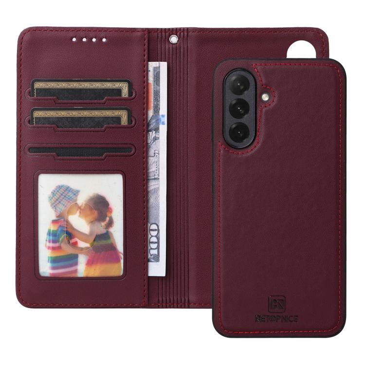 For Samsung Galaxy A26 5G BETOPNICE BN-005 2 in 1 Detachable Imitate Genuine Leather Phone Case(Wine Red)