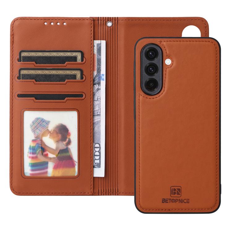For Samsung Galaxy A36 5G BETOPNICE BN-005 2 in 1 Detachable Imitate Genuine Leather Phone Case(Brown)